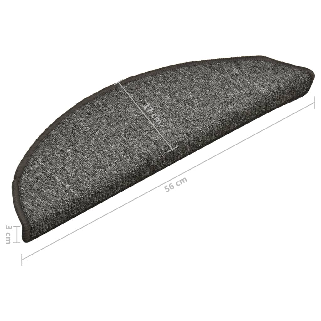 Step Mats 15 pcs 56 x 17 x 3 cm Dark Grey Semi Round
