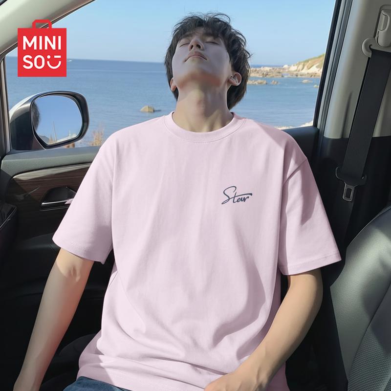 MINISO Men's Summer Japanese Style Cotton Short Sleeve T-Shirt