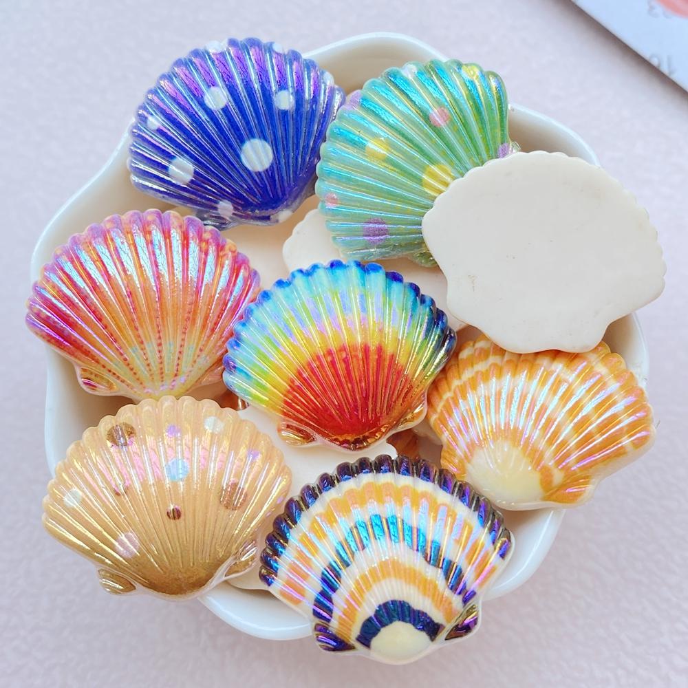 10Pcs New Cute Resin Cartoon Colorful Shells Series Flat Back Scrapbooking DIY Jewelry Craft Decoration Accessories