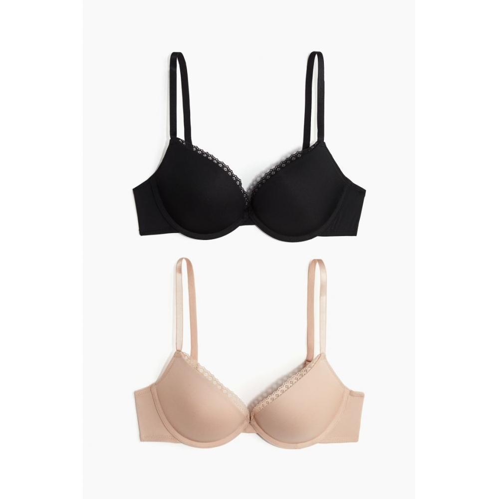 

Комплект из 2 бюстгальтеров HM Super Push Up из микрофибры, черный, бежевый