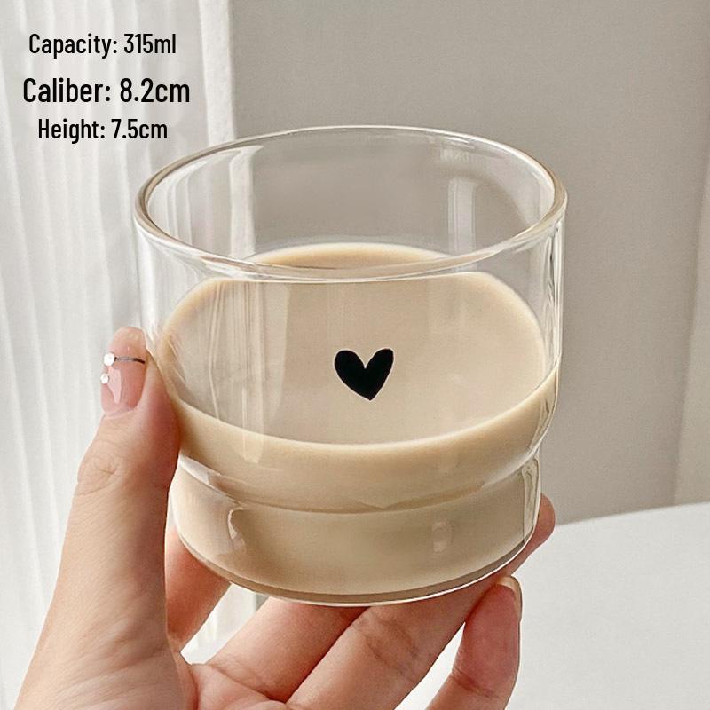 Smiling Heart Glass Cup: Handleless, Single-Layer for Yogurt, Ice Cream, Coffee, and Pudding