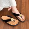 French thick-soled black pinch-on flip-flops for women's summer outer wear high-end 2025 new models with skirts, toe-on cool slippers