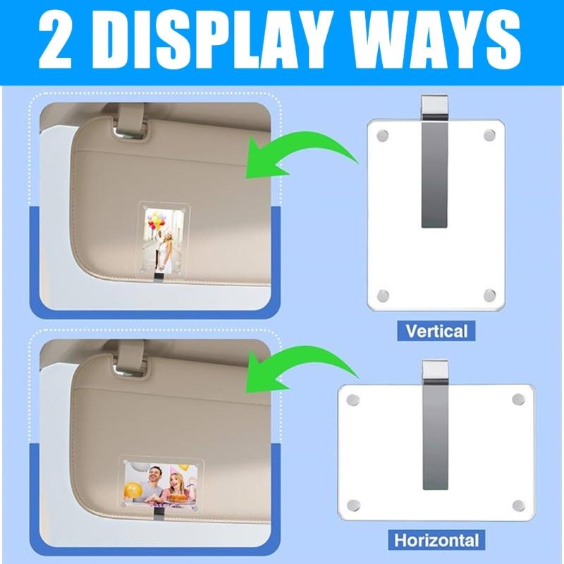 Pack of 3 Acrylic Vehicle Sun Visors Photo Clip Holders 3 Inch Universal Quick Install for Secure Display Easy Mounting