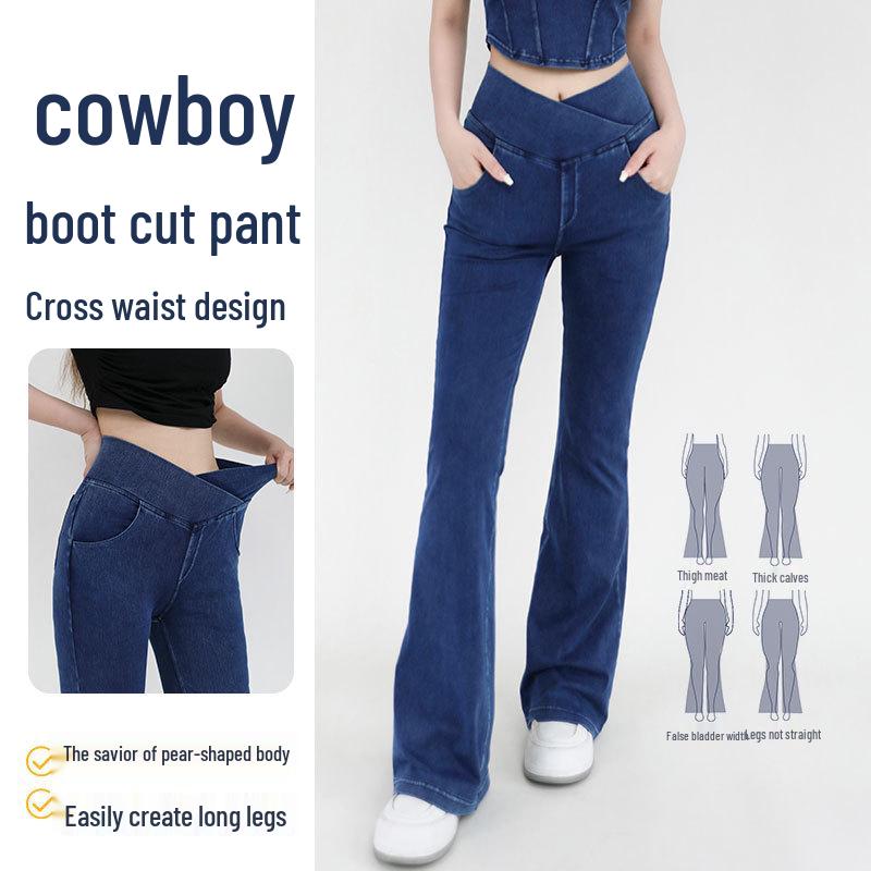 2025 Spring/Summer Women's High Waist Yoga Denim Capri Pants - Slimming, High Elastic, Tummy Control, Fitness Casual Wear.