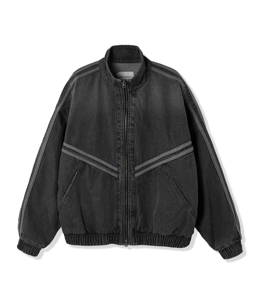 1993Studio Symbol Logo Track Denim Zip-Up Jacket_Dark Gray