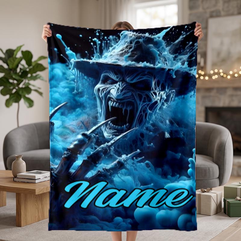 Freddy Krueger Custom Flannel Blankets Soft Warm Cozy Throws for Home Decor Holiday Gifts