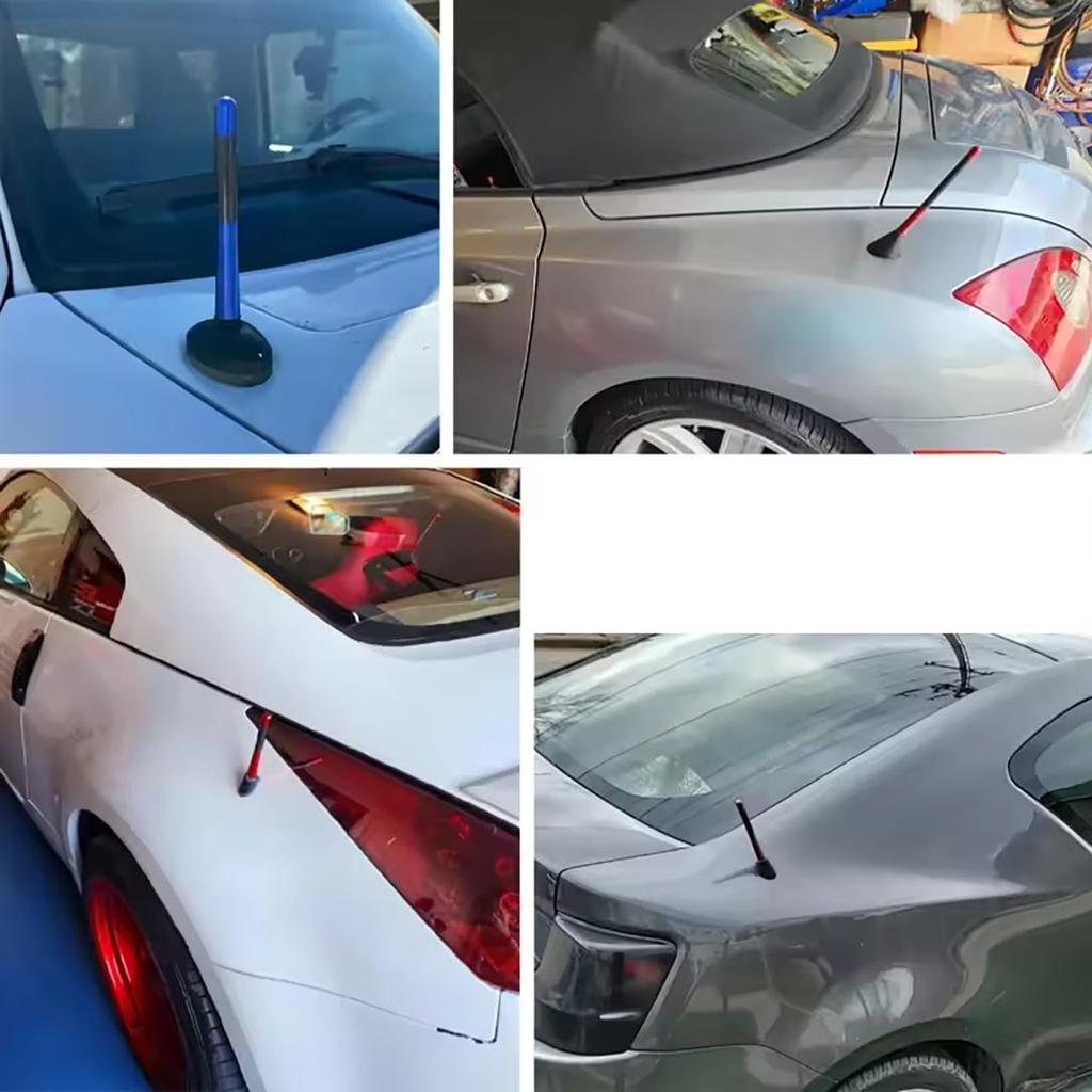 Audio Fan Car Radio Antenna Car Antenna 12cm Roof Antenna Powerful FM/AM Reception Carbon Fiber Antena Blue