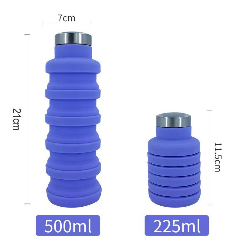 Collapsible Silicone Water Bottle, Leakproof Portable Sports Bottle for Travel & Hiking
