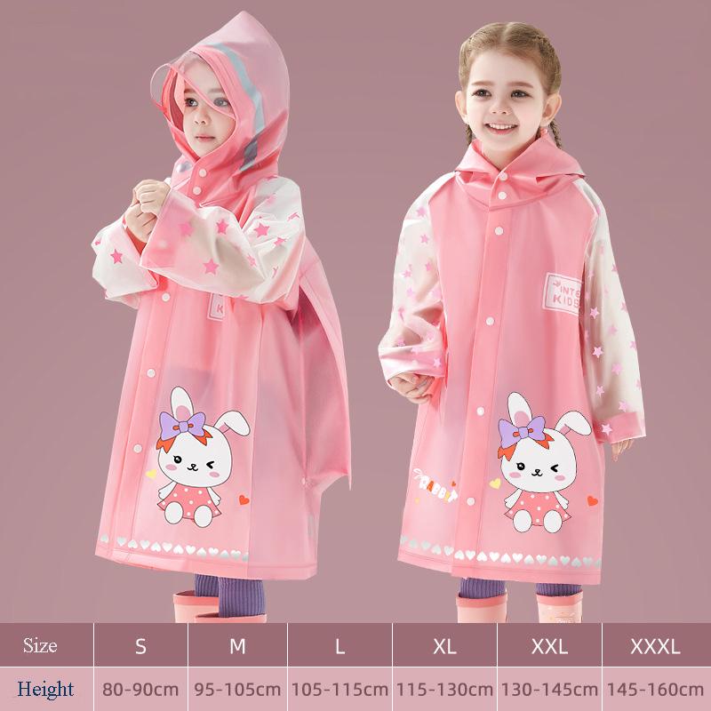 S-4XL Kids Raincoat Wateproof Children Dinosaur Rain Poncho Cute Rain Coat Jacket With Backpack Position Student RainWear