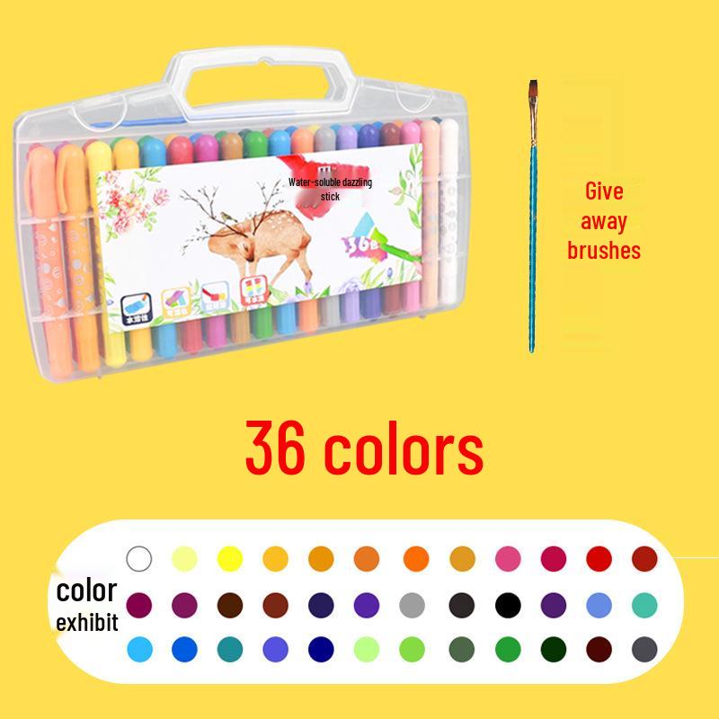 Water-Soluble Crayons: Single-Color Sticks in 12, 18, 24, or 36 Colors for Brush Oil Painting and Kindergarten Art.