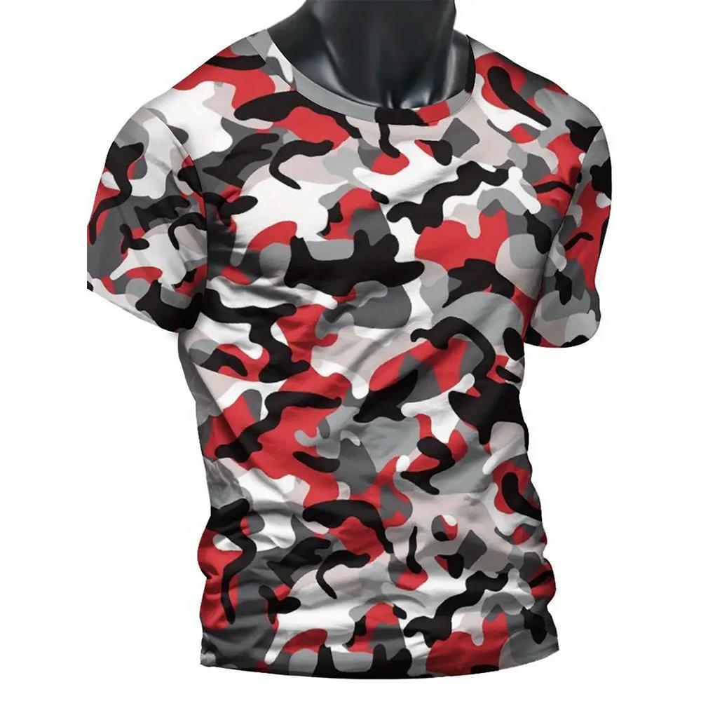 

Чоловіча камуфляжна спортивна футболка Зручна та стильна футболка для фітнесу на свіжому повітрі Модний повсякденний чоловічий одяг 6XL