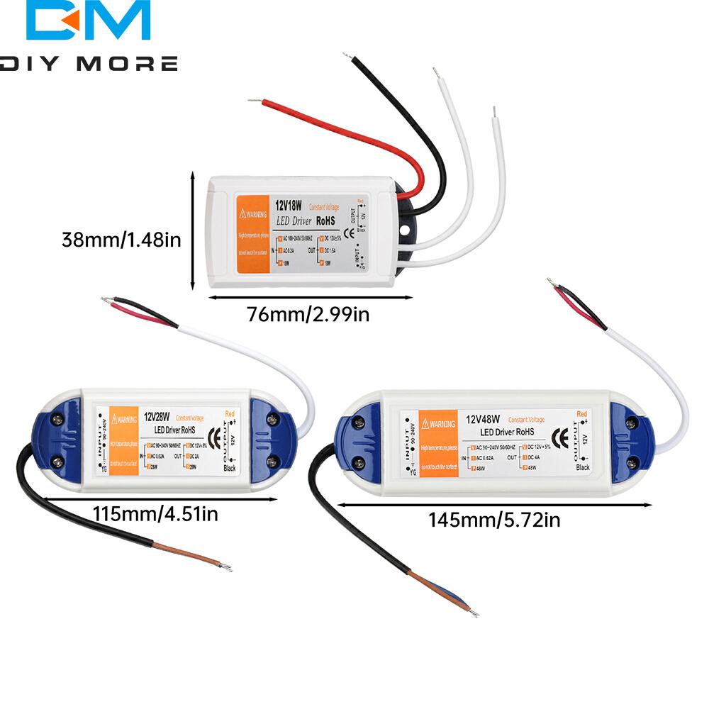 12V LED Driver AC 90-240V 110V 220V to DC 12V Power Supply 18W 28W 48W 12V Power Adapter LED Strip Lighting Transformer