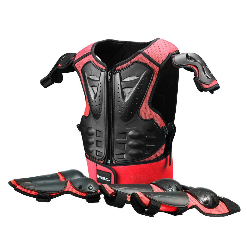 

Children s Motorcycle Protective Gear Set: Armor, Knee Pads & Elbow Pads One Size красный
