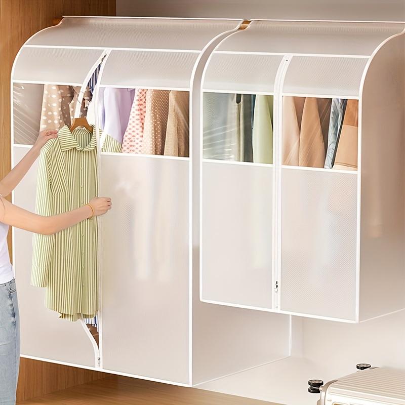 1pc Washable Transparent Garment Bag Dustproof Hanging Clothes Cover with Magic Tape Closure, Polyester Storage Organizer for Home Use