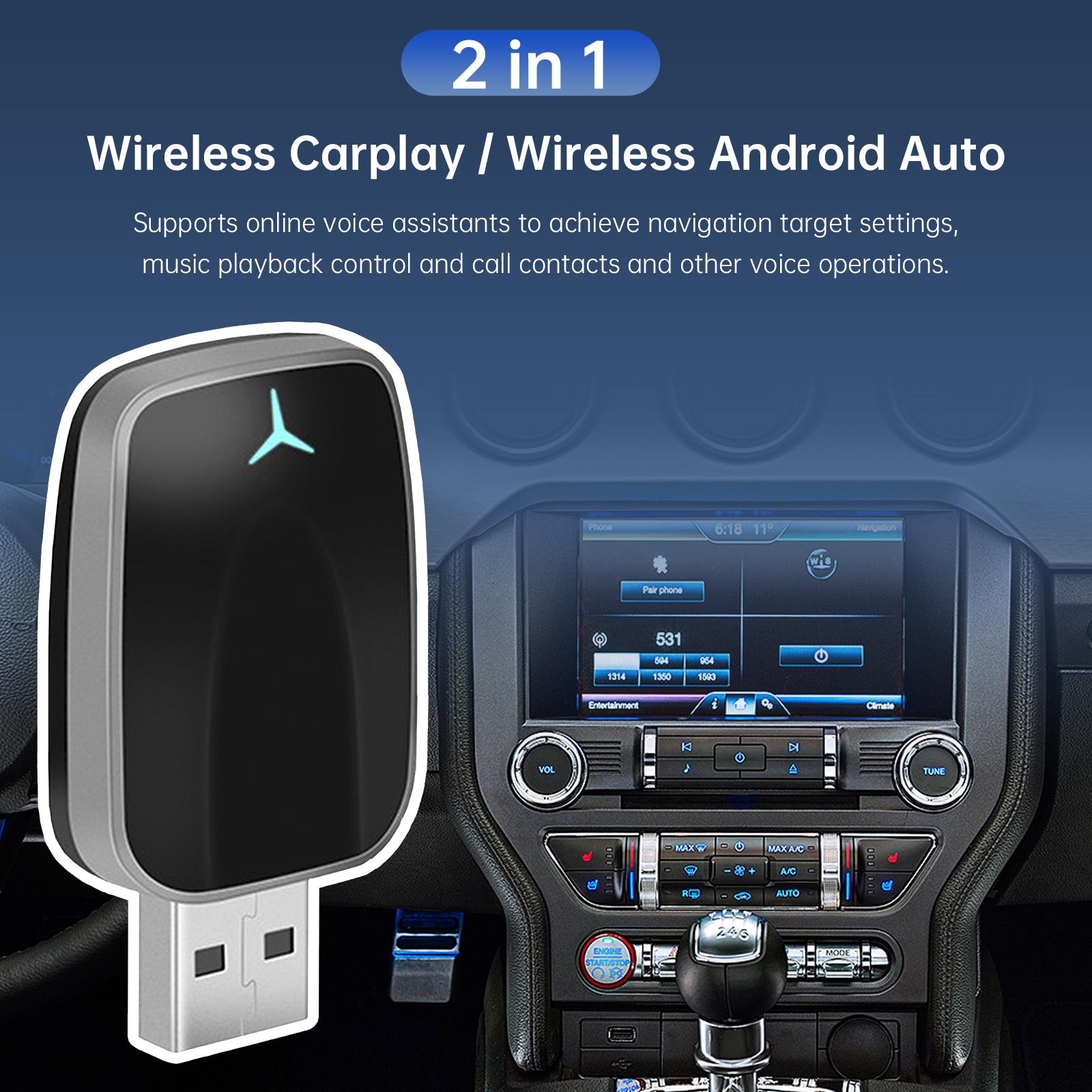 2 in 1 Wireless Apple Carplay Android Auto Adapter USB Car Dongle Connect Box