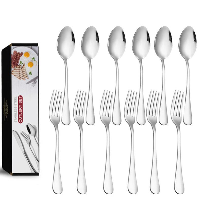 Juego de Cubiertos Elegante Europeo de Acero Inoxidable, Juego de Cucharas y Tenedores