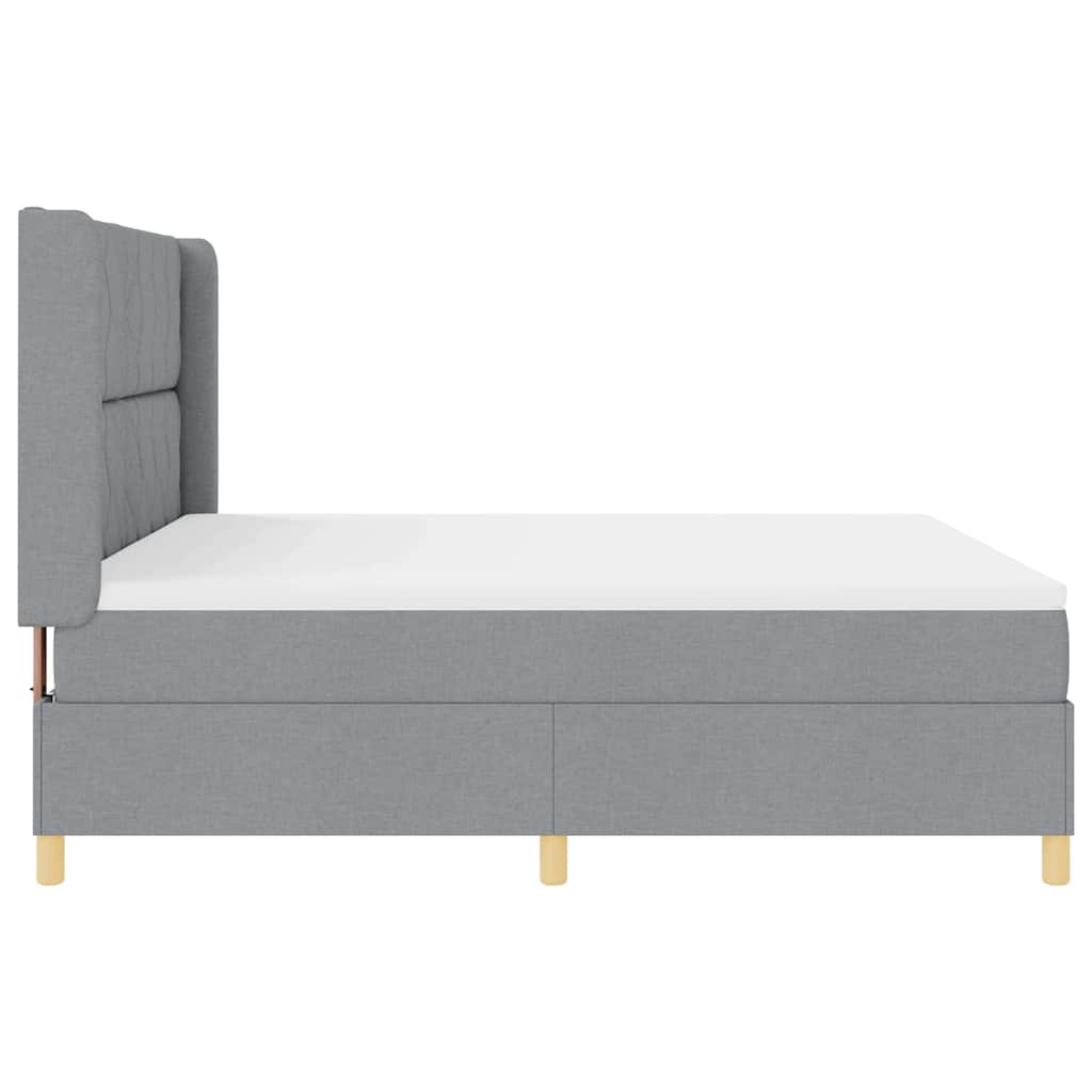 Box Spring Bed with LED Light Strips Light Gray 180 X 200 Cm Fabric