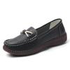 Women Simple Gold Loafers Leather Driving Moccasins Comfort Flats Black Casual Slip On Plus Size Black Shoes