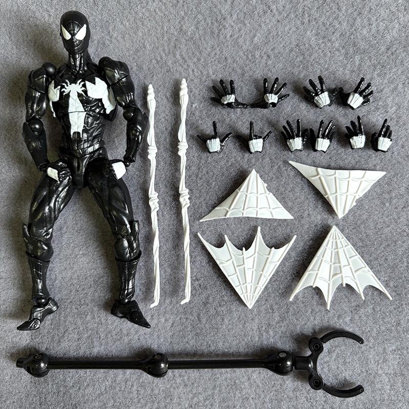 New Hot Black Neighbor Symbiosis Spider Man Handheld Venom Suit Joint Mobile Model Doll Toy
