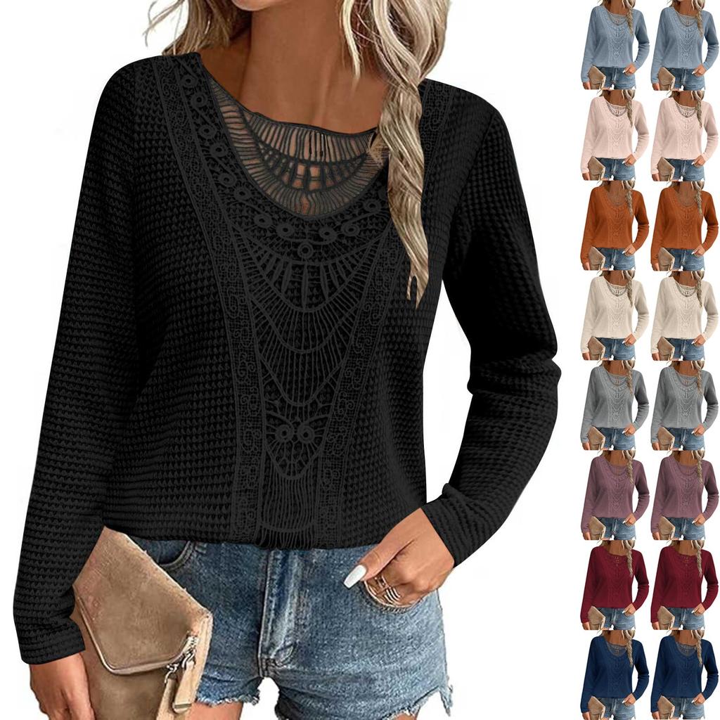 Women's T-Shirt Vintage Floral Print Round Neck Loose Long Sleeve Mid-Length Thumb Leak Top