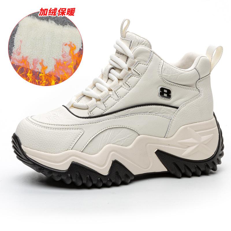 9906 leather high-top shoes new versatile spring and autumn platform sports casual black retro shoes