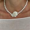 Unique Vintage Natural Conch Shell Pendant Necklace Imitation Pearl Jewelry for Women Girls Streetwear Matching