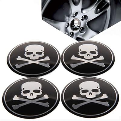 Accessori per adesivi per decalcomanie con emblema per pneumatici con teschio per coprimozzo centrale per ruota da 4 pezzi