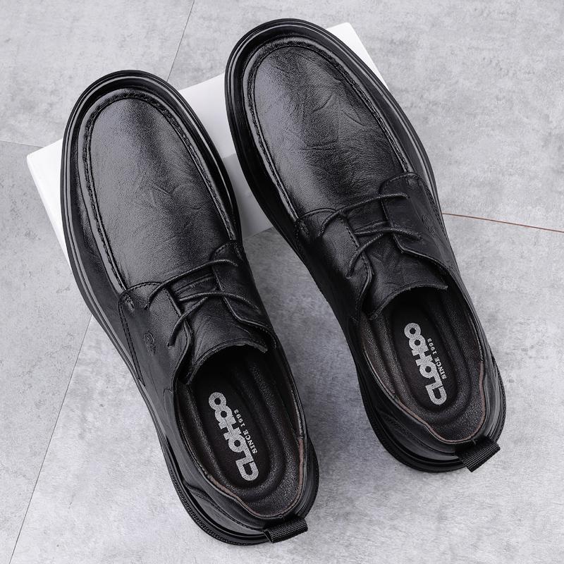 FashionClassic Men's Casual Leather Dress Oxford Shoes Leisure Walk Lace-Up Male Evening Dress Shoes Versatile Comfy Business Footwear
