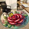 1pc Rose ButterflyChair Carpet for Office, Indoor Non-Slip Washable Polyester Fiber Carpet, Mat For Office, Machine Washable