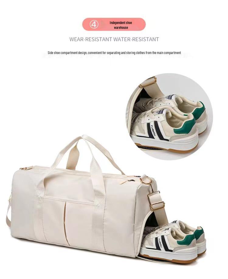 Large Capacity Travel and Gym Bag with Printed Logo, Dry/Wet Separation, Shoe Compartment, Ideal for Yoga, Swimming, and Business Trips
