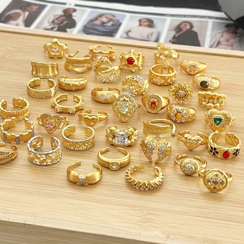 2026 Court Style Retro Heavy Industry Geometric Irregular Brushed Open Ring Women Ins Light Luxury Fashion Exquisite Index Finger Ring