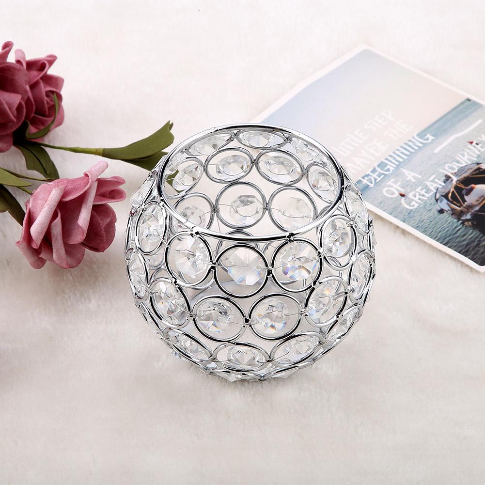 Crystal Candle Holder Silver Votive Tealight Candle Holders for Wedding, Christmas (Silver)