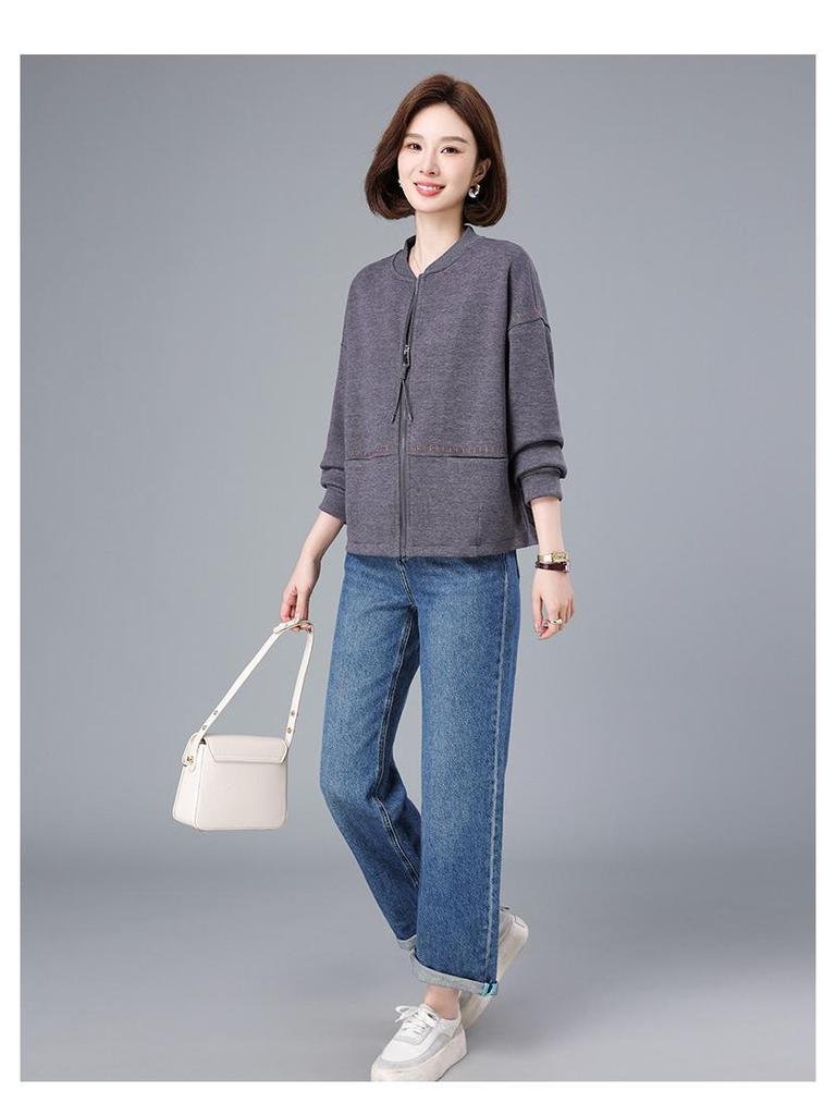 Middle-aged Women's Casual Baseball Jacket - 2025 Spring/Autumn New Style