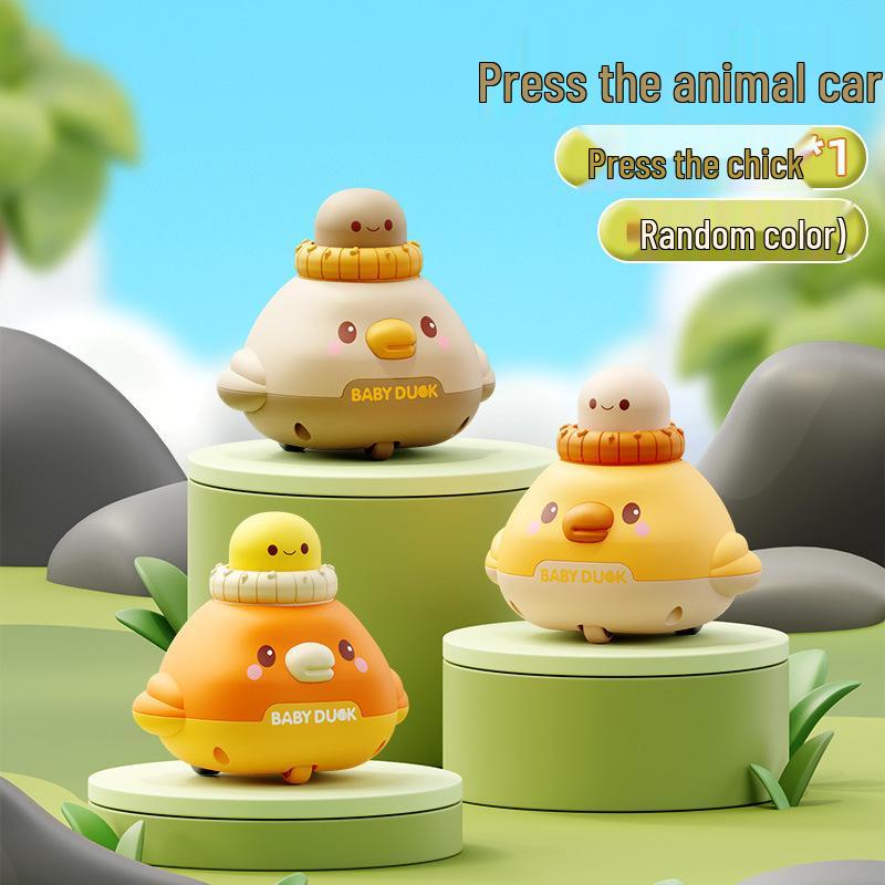 In-Stock Cartoon Press-Down Toy: Chick, Rabbit, Dog Sliding Animal Cars for Children