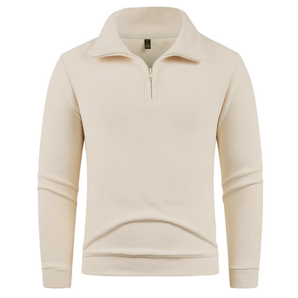 Lässige lockere Fleecejacke für Damen und Herren, Herren einfarbiges Sweatshirt mit Stehkragen und halbem Reißverschluss