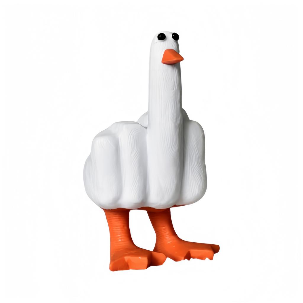 Kreative Mittelfinger-Enten-Dekoration - Neuartige Harzstatue, Trendiges Internet-Bastelornament, Schrullige Schreibtischfigur für Zuhause