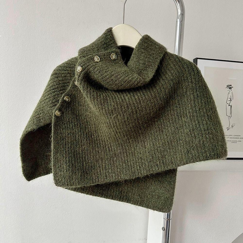 Warm Knitted Shawl Thicken Scarves Knitwear Simple High Neck Scarf Women