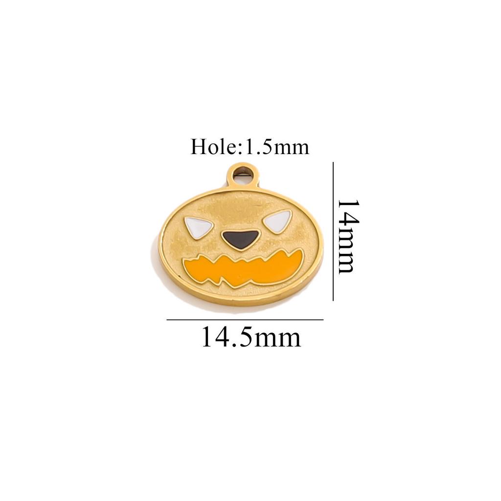 Yori 5Pcs Halloween Pumpkin Lantern Little Ghost Funny Cartoon Cute Pendant DIY Stainless Steel Accessories Jewelry Pendant