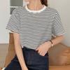Navava NT3308 Casual Loose FiT STriped Round Neck T shirT