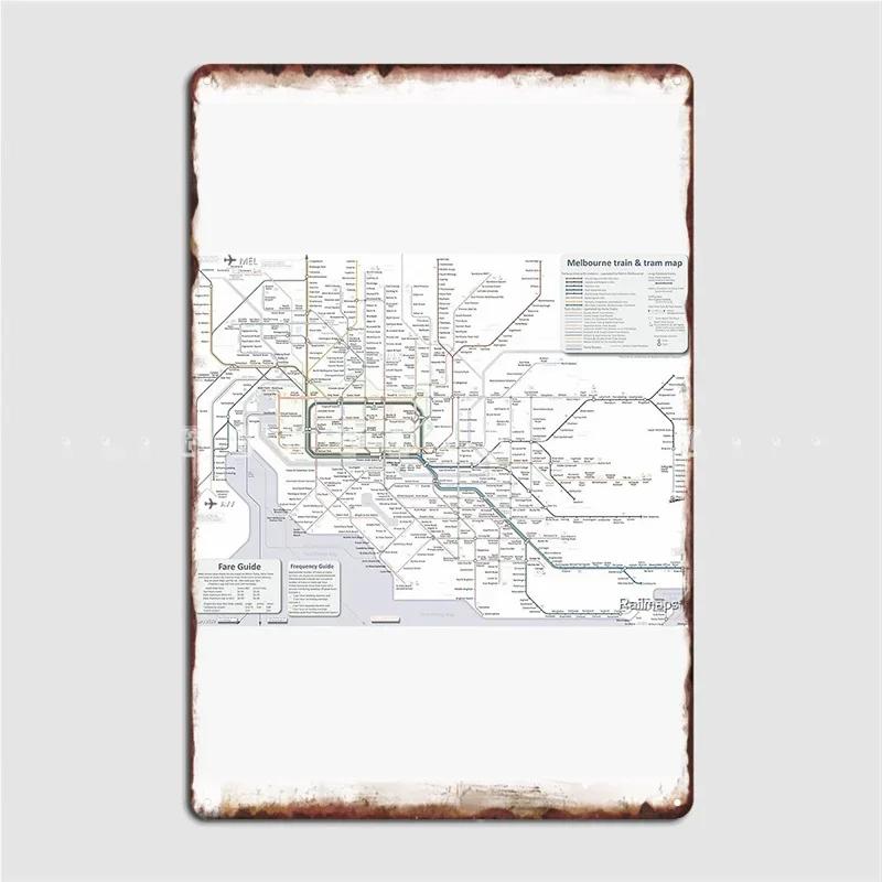 

Melbourne Train And Tram Map Metal Plaque Poster Club Home Home Printing Poster Tin Sign Poster 20x30cm