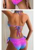 2026 Blue Gradient Leopard Halter Bikini - European & American Style Backless Swimsuit
