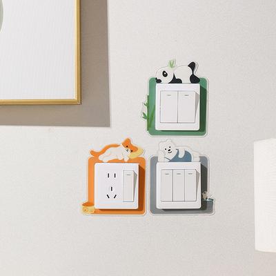 Luminous Animal Switch Sticker Cartoon Sticker Glow In The Dark Fluorescent Decoration Panda Switch Sticker Home Kid Room Decor