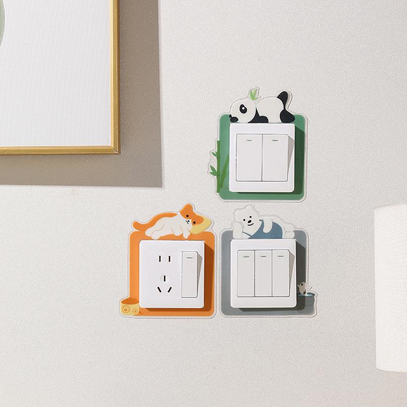 Luminous Animal Switch Sticker Cartoon Sticker Glow In The Dark Fluorescent Decoration Panda Switch Sticker Home Kid Room Decor