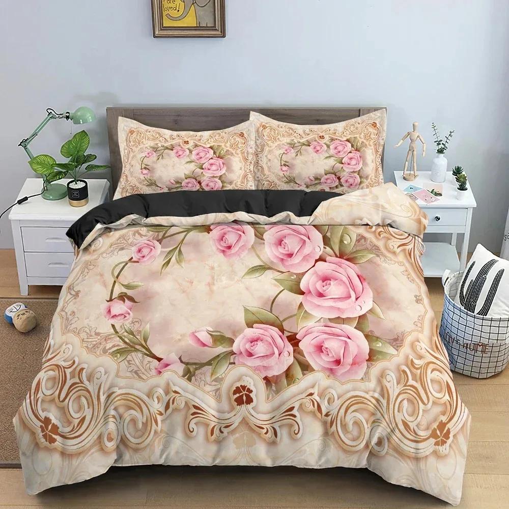 Flowers Duvet Cover Set Floral Pattern Comforter Cover Bedding Set Personality Quilt Cover With Pillowcase Queen King Bedclothes