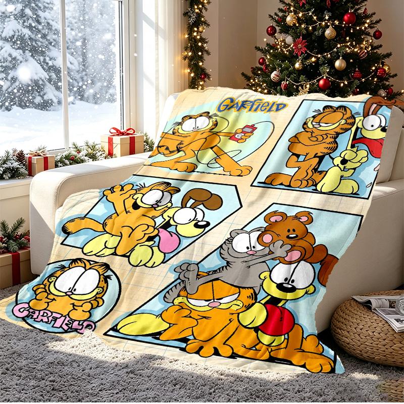 Garfield Pattern Blanket for Home Decoration, Bed, Sofa, Car Travel, Camping, Suitable for All Seasons, Birthday Christmas Gift