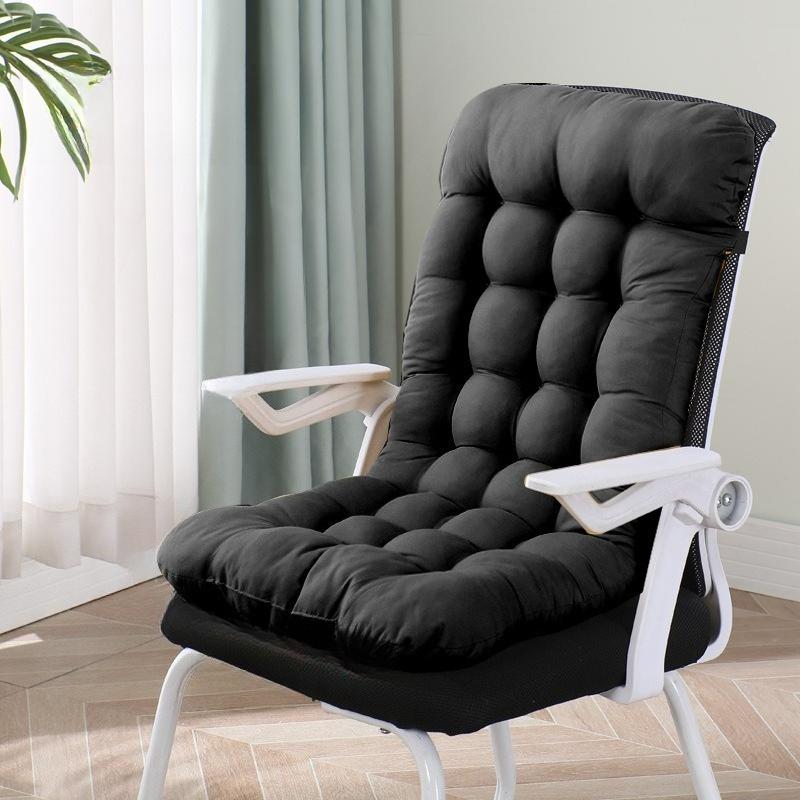 Solid Color Stitching All-in-one Chair Cushion PP Cotton Student Dormitory Backrest Lumbar Protect Waist Mat All-season Thick Office Chair Buttock Pad