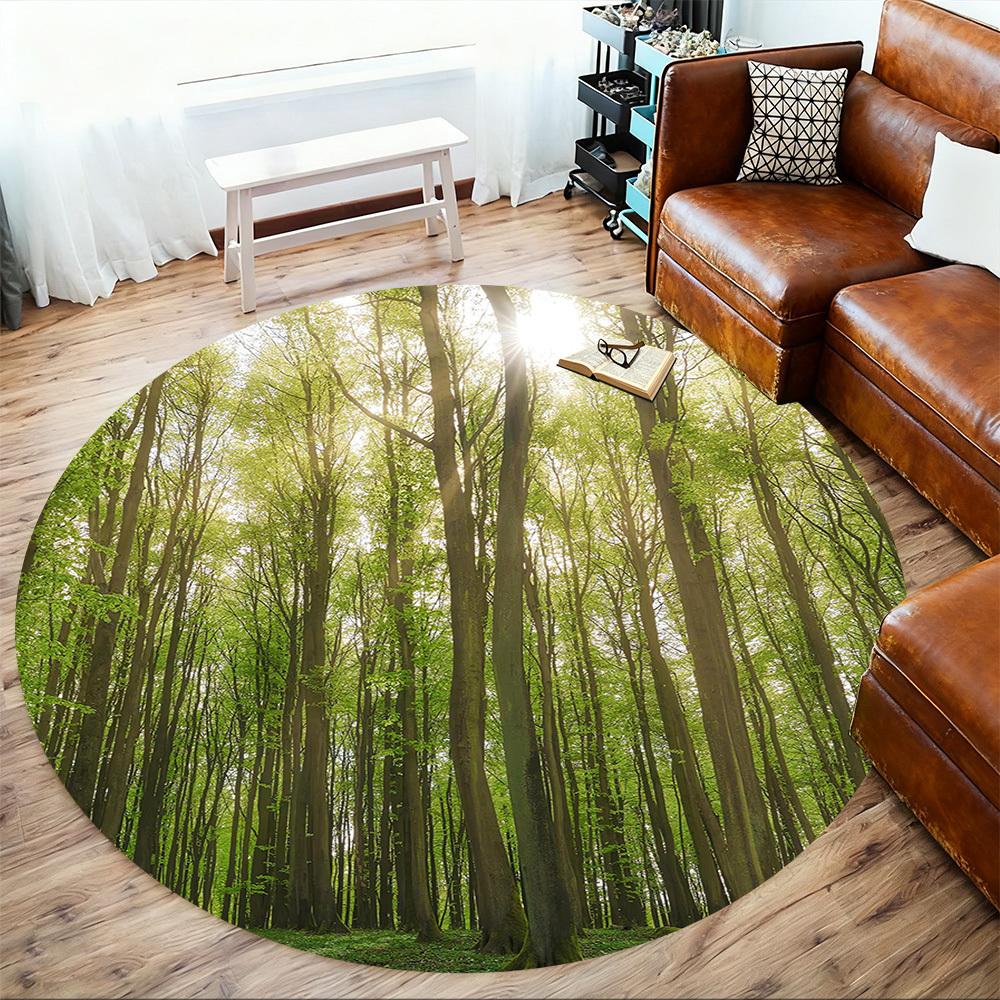 1pc forest nature Round Chair mat Area Rug - Non-Slip, Floor Mat for Office, Bedroom, and Indoor Decor c1118199