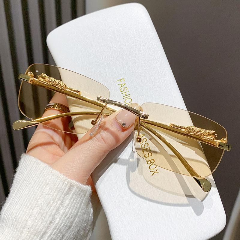 Custom Fashion Small Frame Hip Hop Sunglasses: High-End Men's & Women's Rimless Street Style Instagram Influencer Glasses