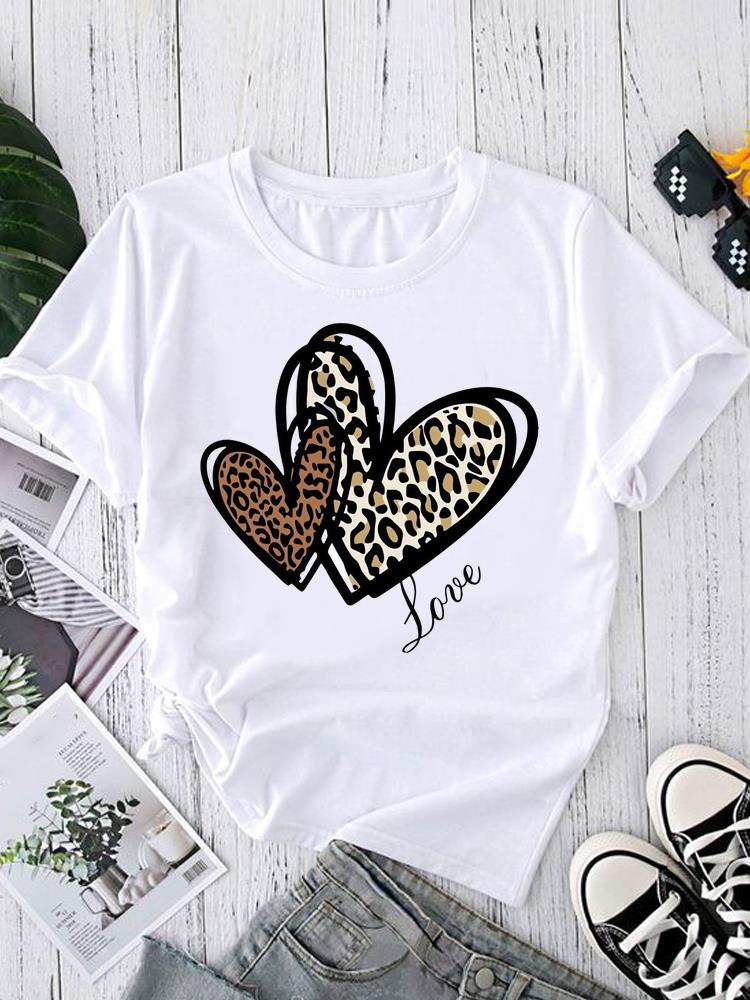 (Asian Size) Women's Top T Clothing feather trend cute Print Short Sleeve T-shirts Fashion Female Casual O-neck Graphic Tee