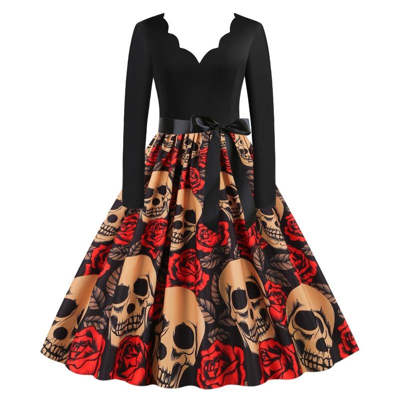 BITCED Fashion Autumn Winter Long Sleeve V-Neck Casual Dresses